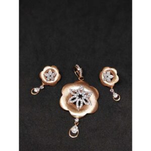 18k Ladies Fancy Rose Pendant Set P-41509