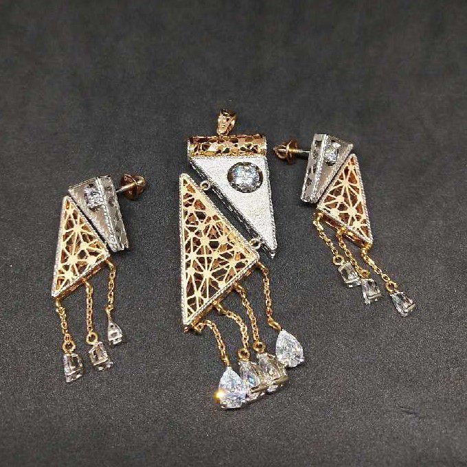 18k Ladies Fancy Single Stone Pendant Set P-41502