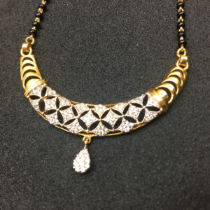 916 gold single line cz mangalsutra dokiya