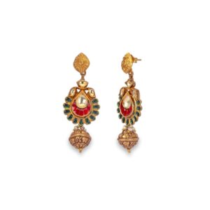 925 silver traditional meenakari necklace set with garnet stone