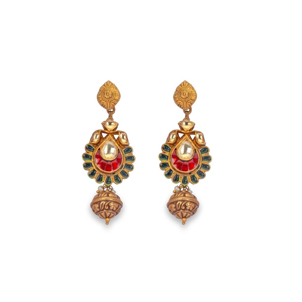 925 silver traditional meenakari necklace set with garnet stone