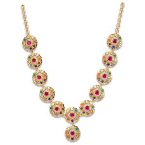 925 silver multi stone with pearl necklace set