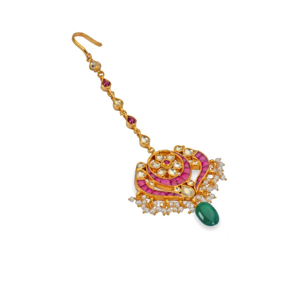 925 silver ruby & moissanite stone tika
