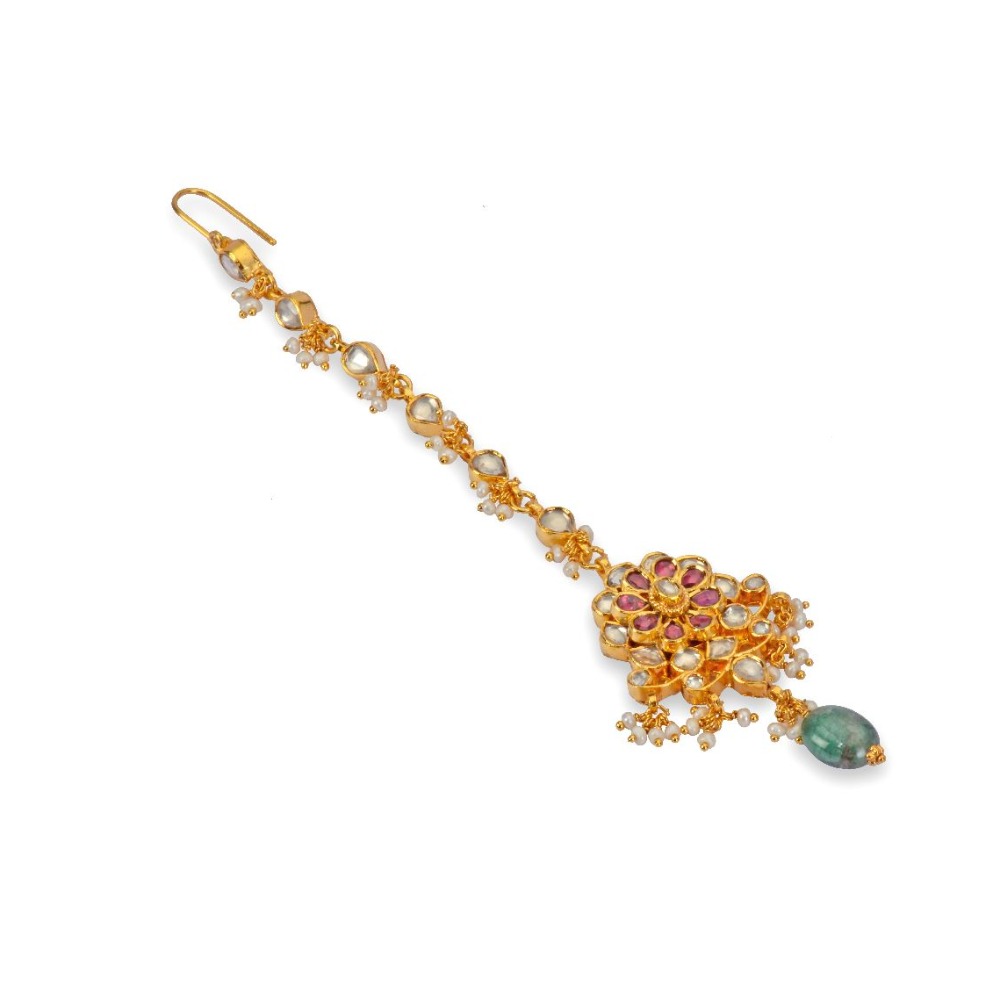 925 silver pink tourmaline and moissanite stone tika