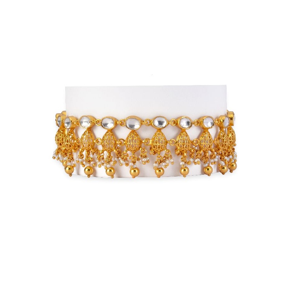 925 silver gold plated moissanite stone payal