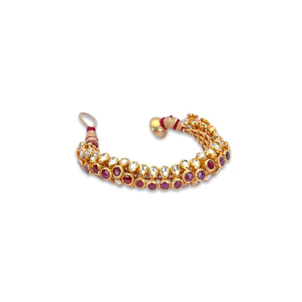 925 silver rajwadi design ruby bracelet