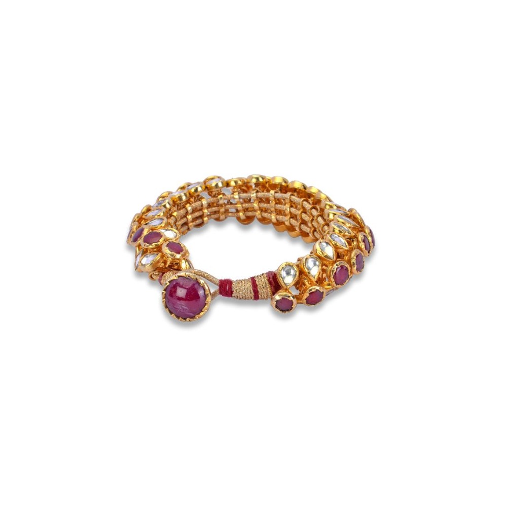925 silver rajwadi design ruby bracelet