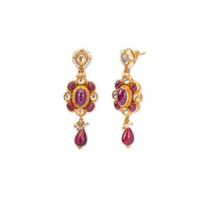 925 silver elegant khakho moti pendant set with ruby stone