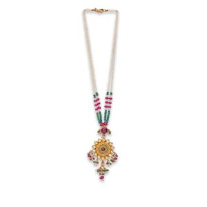 925 silver moissanite stone with khakho moti pendant set