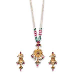 925 silver moissanite stone with khakho moti pendant set