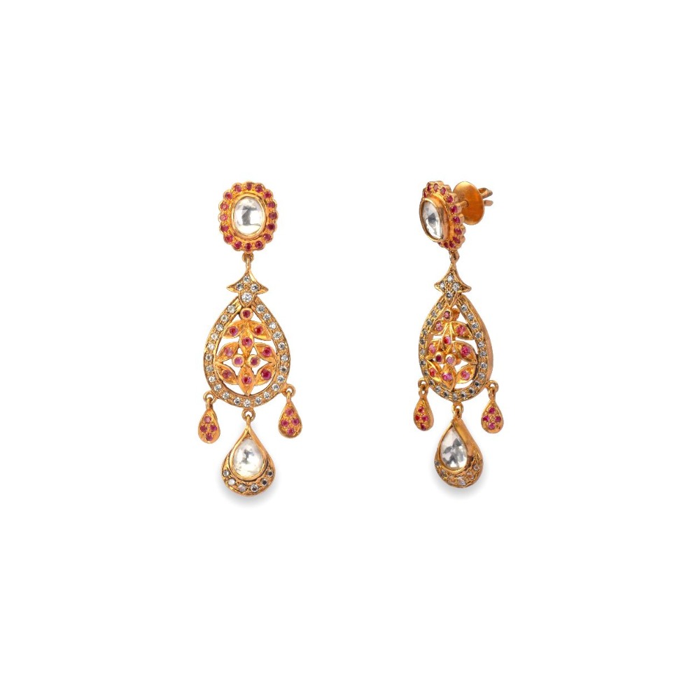 925 silver swarovski diamond earring with ruby stone
