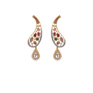 925 silver multicolor stone with swarovski diamond earring