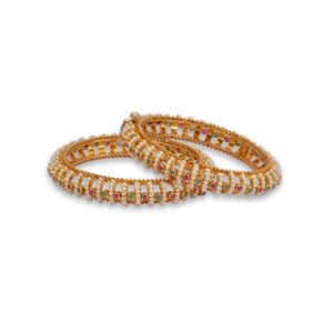 925 silver micro gold plating khakho moti bangle with emerald