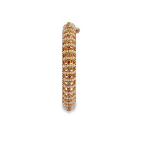925 silver micro gold plating khakho moti bangle with emerald