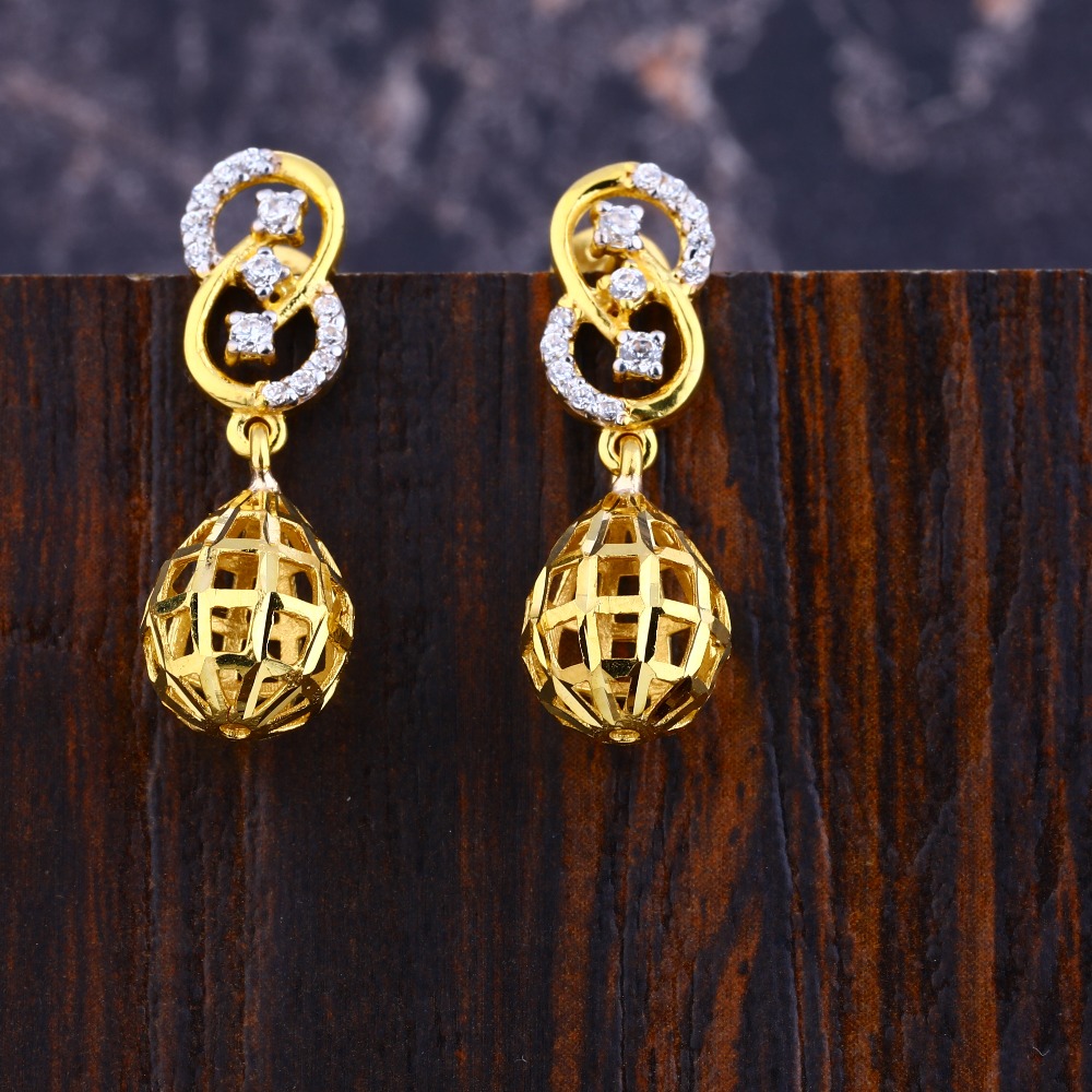 22CT Gold Cz Women's Stylish Hallmark  Jhummar Earring LFE363