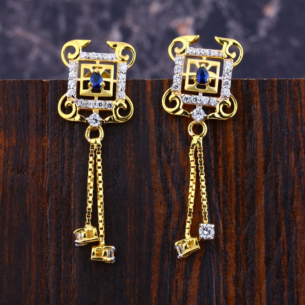 22CT Gold Cz Women's Exclusive Hallmark  Jhummar Earring LFE360