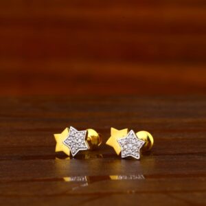 22CT Gold CZ Hallmark Fancy Ladies Tops Earrings LTE305