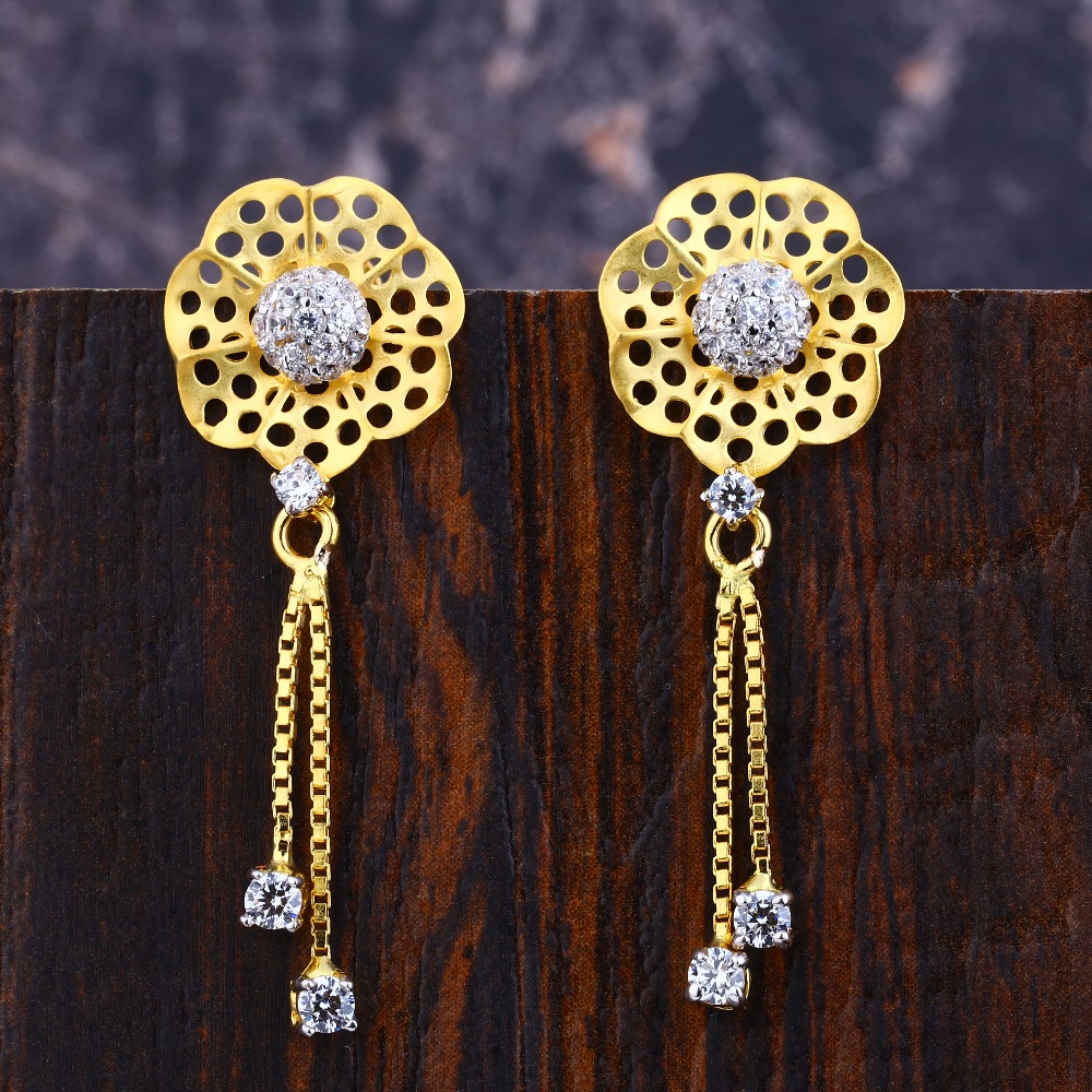 22CT Gold Cz Ladies Jhummar Earring LFE348