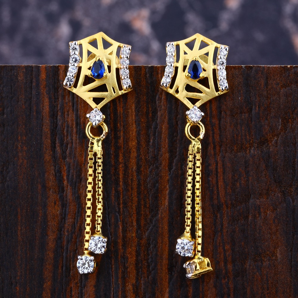 22CT Gold Cz Women's Gorgeous Hallmark Jhummar Earring LFE346