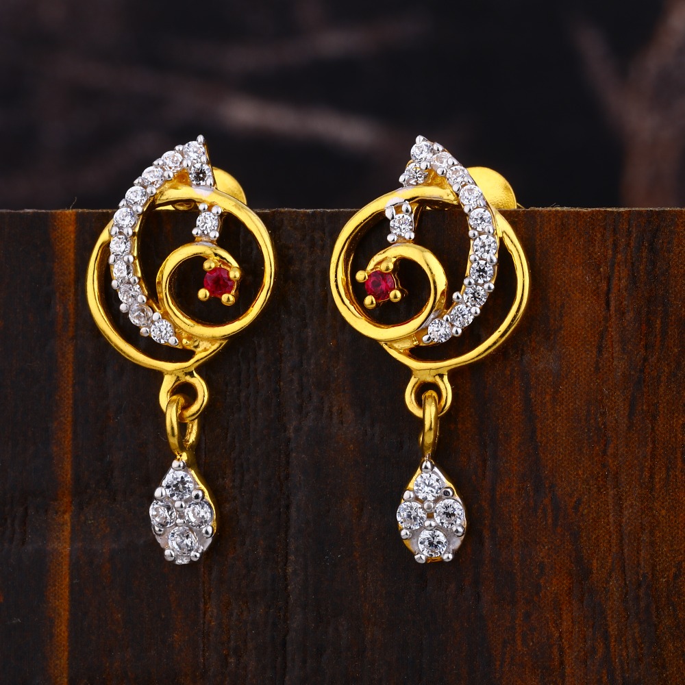 22CT Gold Cz Women's Fancy Hallmark Jhummar Earring LFE389