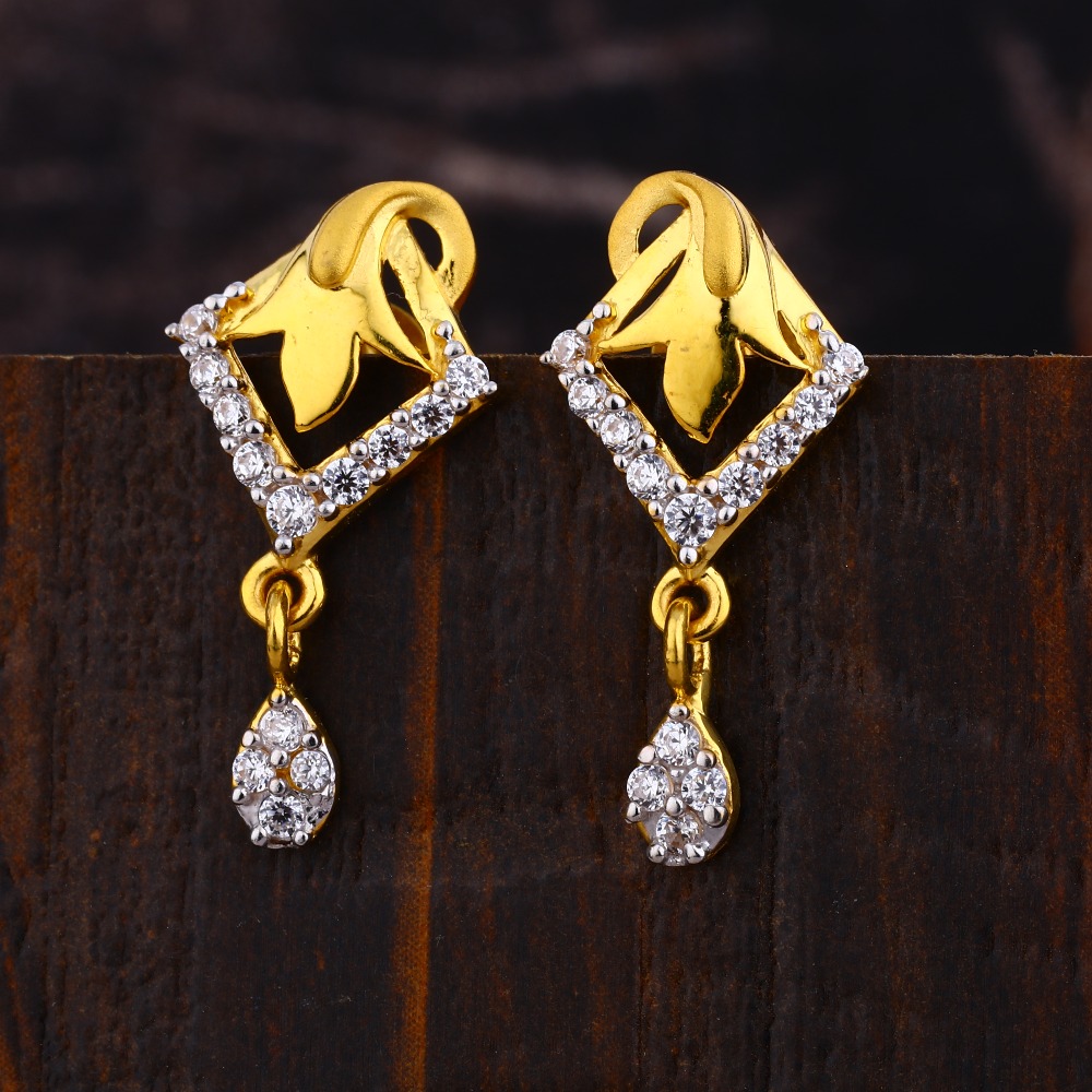 22KT  CZ Women's Gorgeous Hallmark Gold Earring LFE381