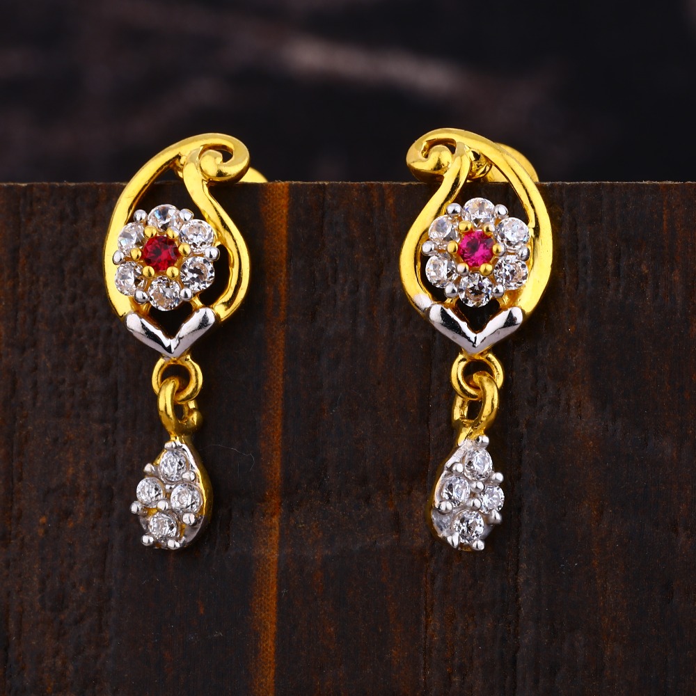 22KT  CZ Women's fancy Hallmark Gold Earring LFE380