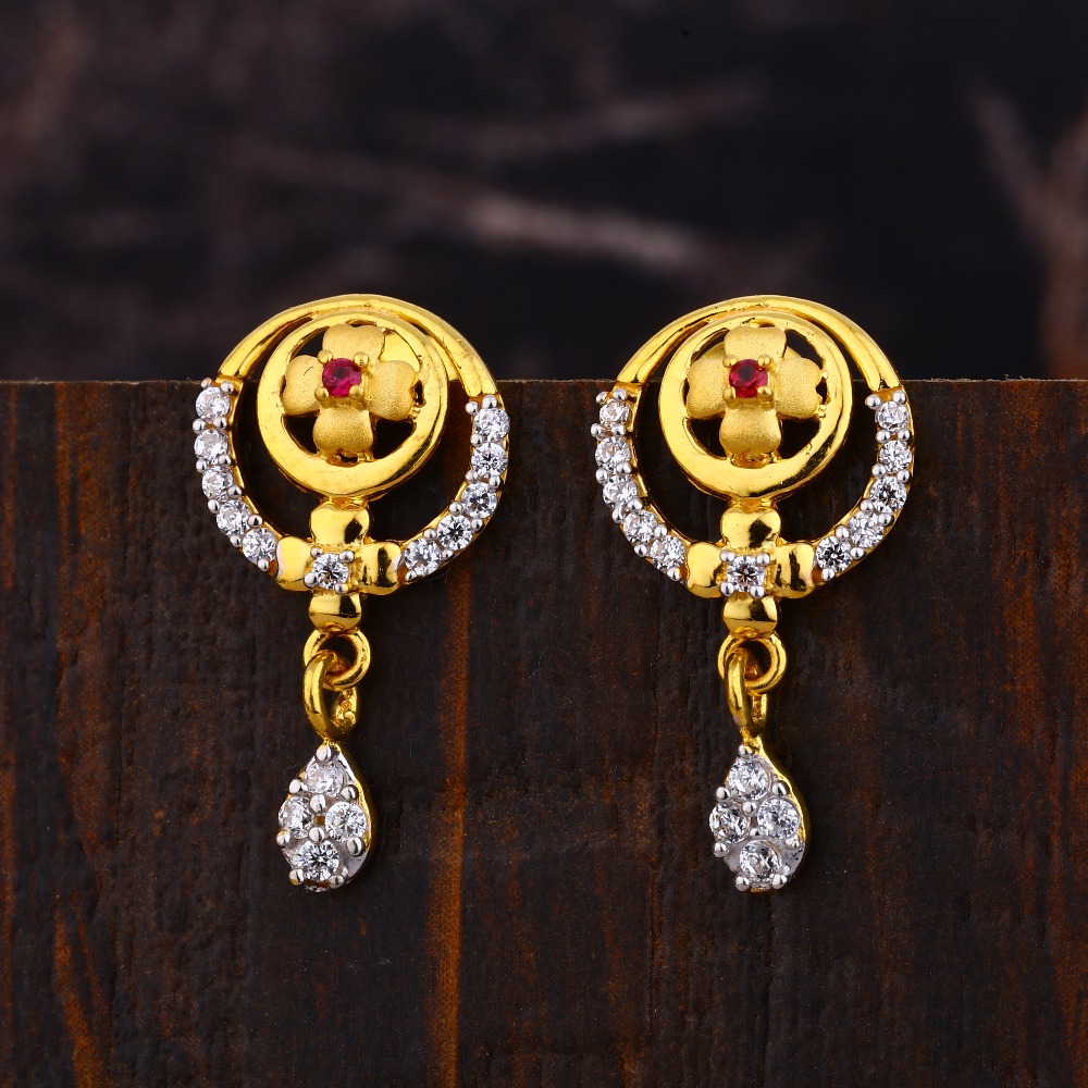 22KT  CZ Women's Exclusive  Hallmark Gold Earring LFE379
