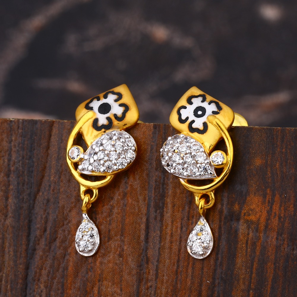 22KT  CZ Ladies Gorgeous Gold Earring LFE658