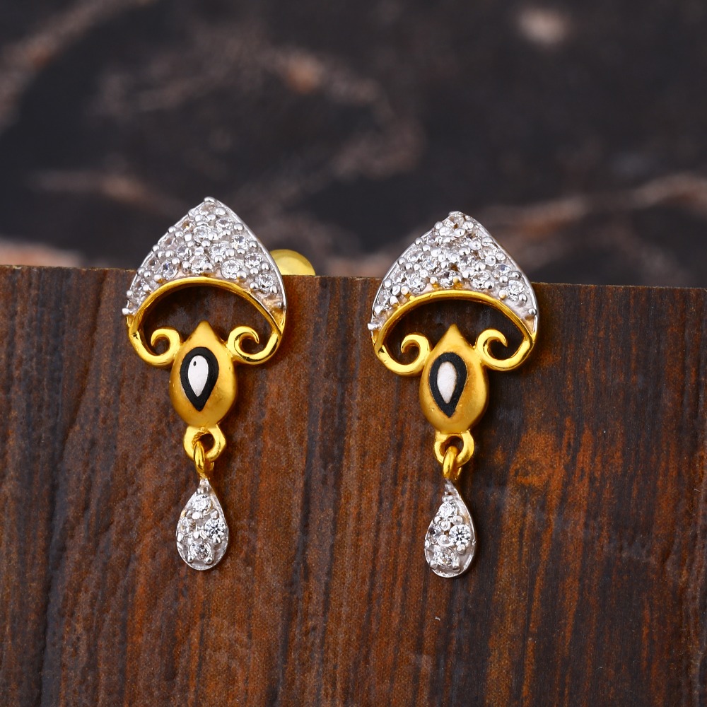 22KT  CZ Ladies Designer  Gold Earring LFE655