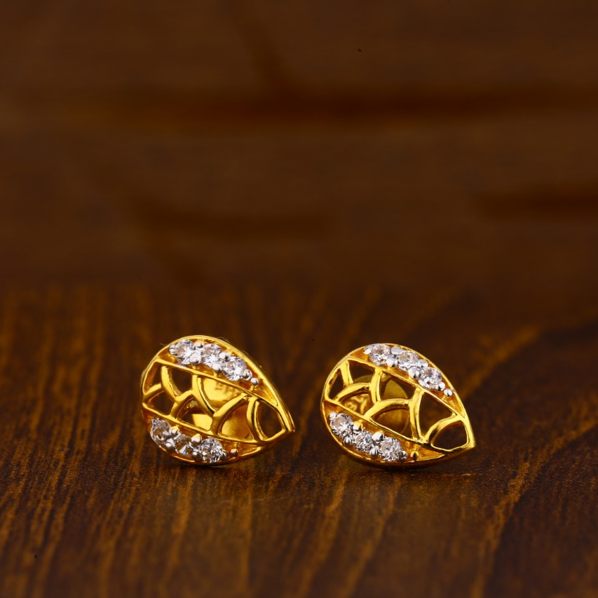 22KT Gold CZ Hallmark Stylish Ladies Tops Earrings LTE62
