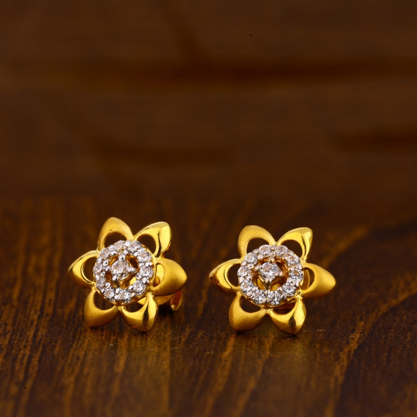 22KT Gold CZ Hallmark Fancy Ladies Tops Earrings LTE60