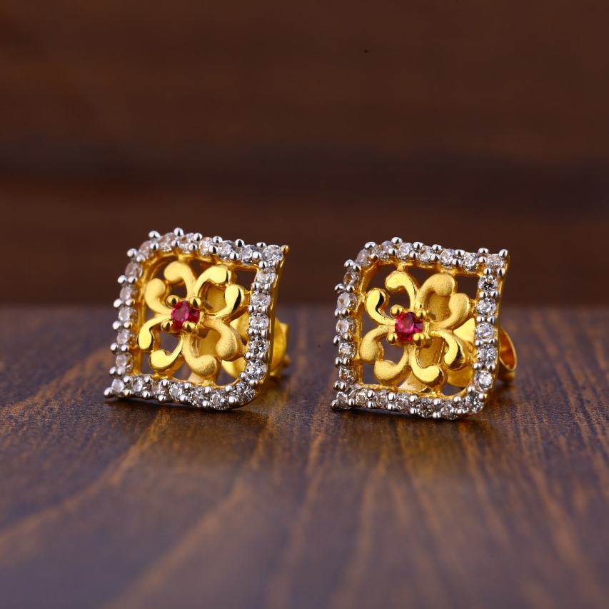 916 Gold CZ Delicate Ladies Tops Earrings LTE221