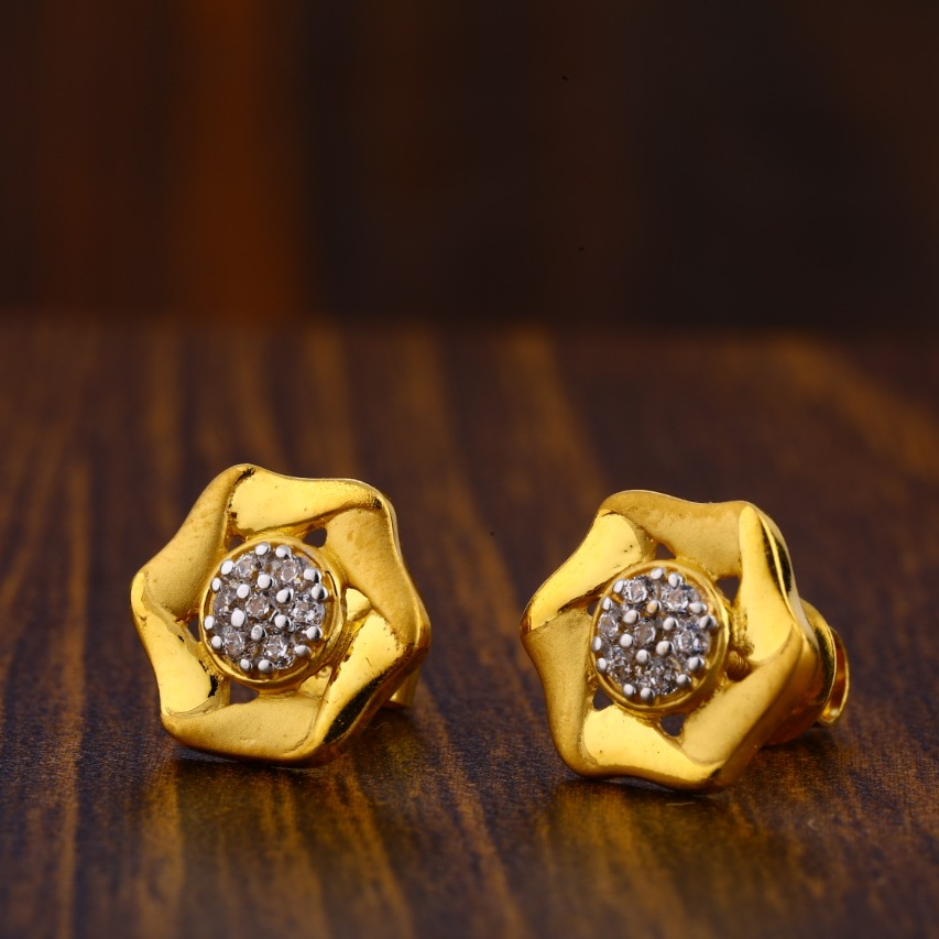 22CT Gold Hallmark Classic Ladies Tops Earrings LTE119
