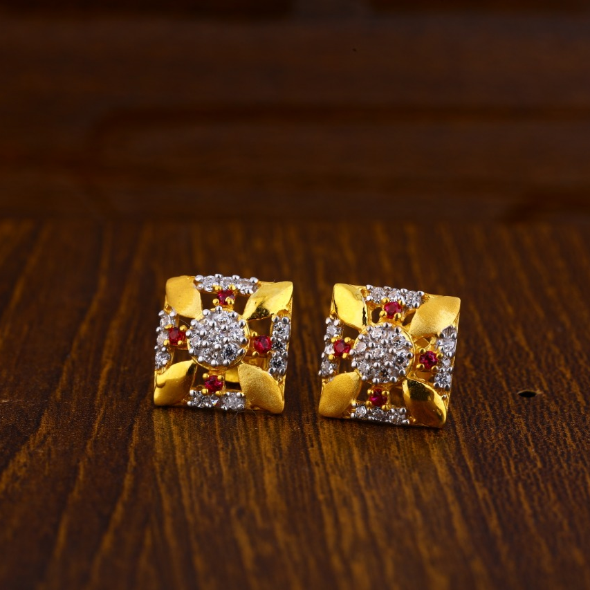 22KT Gold CZ Hallmark Fancy Ladies Tops Earrings LTE189