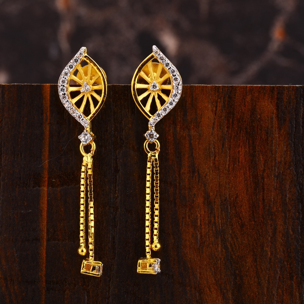 22CT Gold CZ  Classic Women's Hallmark Earring LFE579