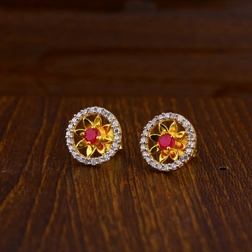 22KT Gold Hallmark Fancy Ladies Tops Earrings LTE181