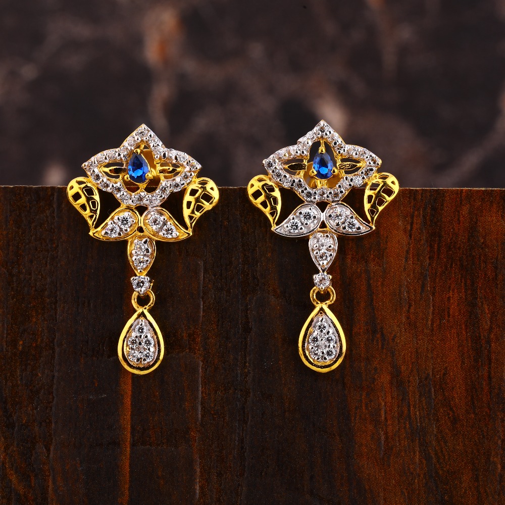 22CT Gold CZ Classic Ladies Earring LFE571
