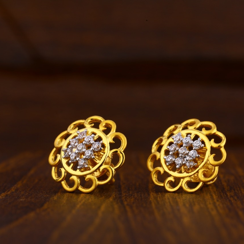 916 Gold CZ Hallmark Designer Ladies Tops Earrings LTE160