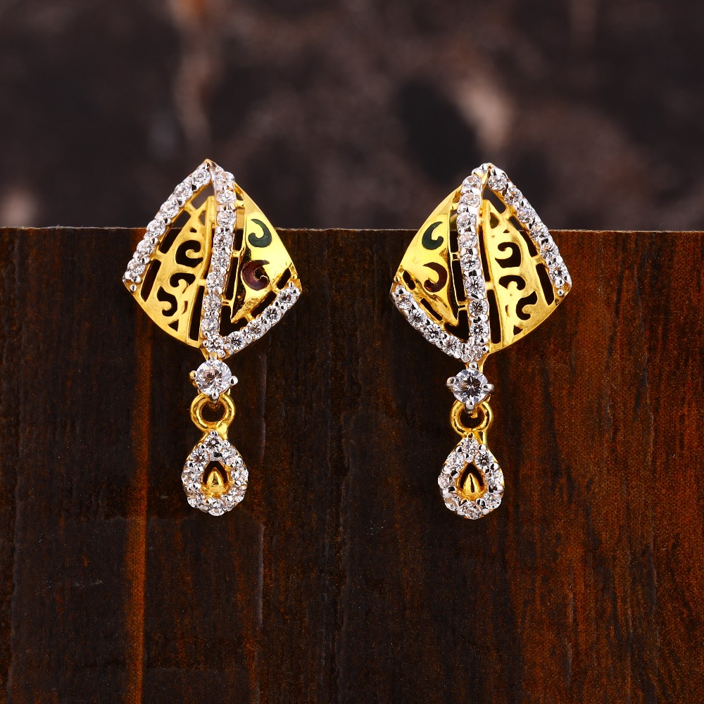 22KT Gold CZ Stylish Women's Hallmark  Earring LFE569