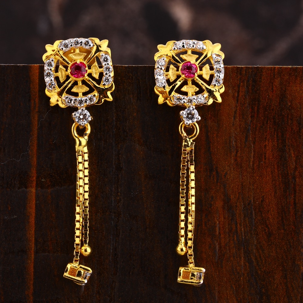 22KT Gold CZ Gorgeous Women's Hallmark  Earring LFE568