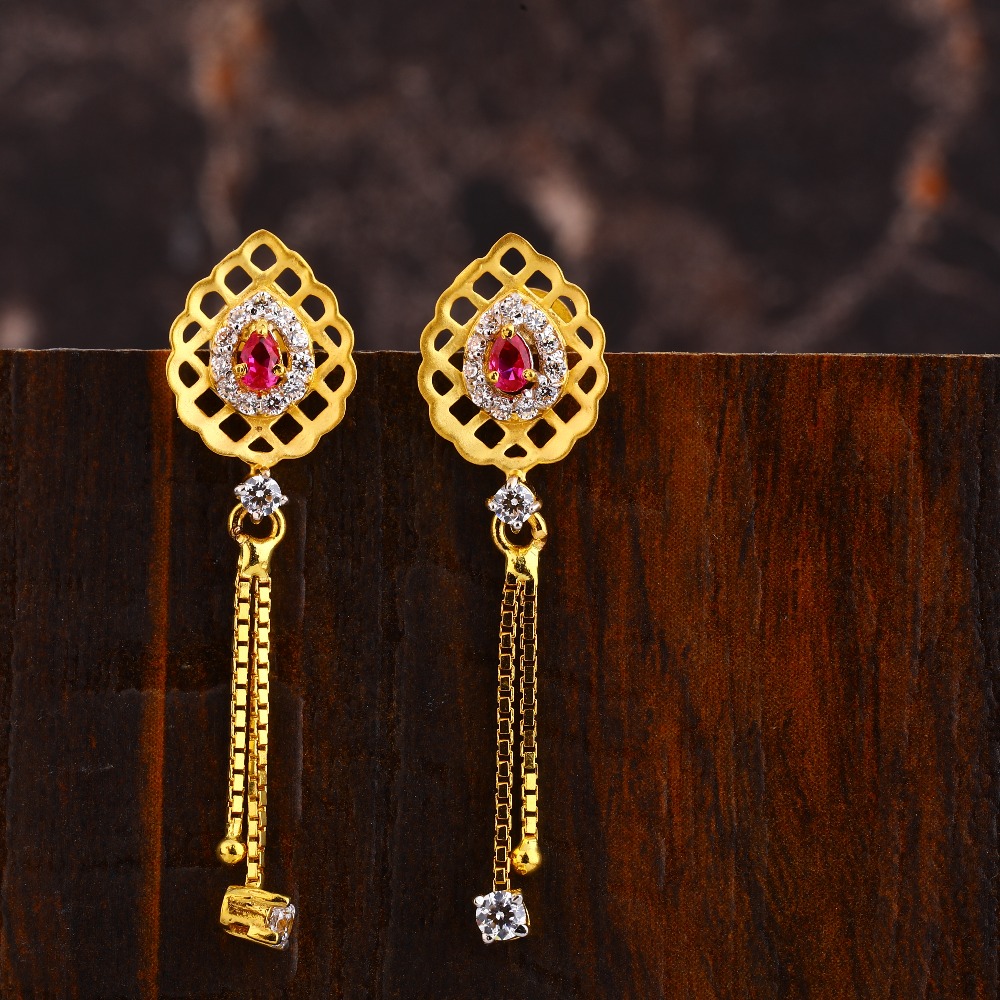 22KT Gold CZ Exclusive Women's Hallmark  Earring LFE566