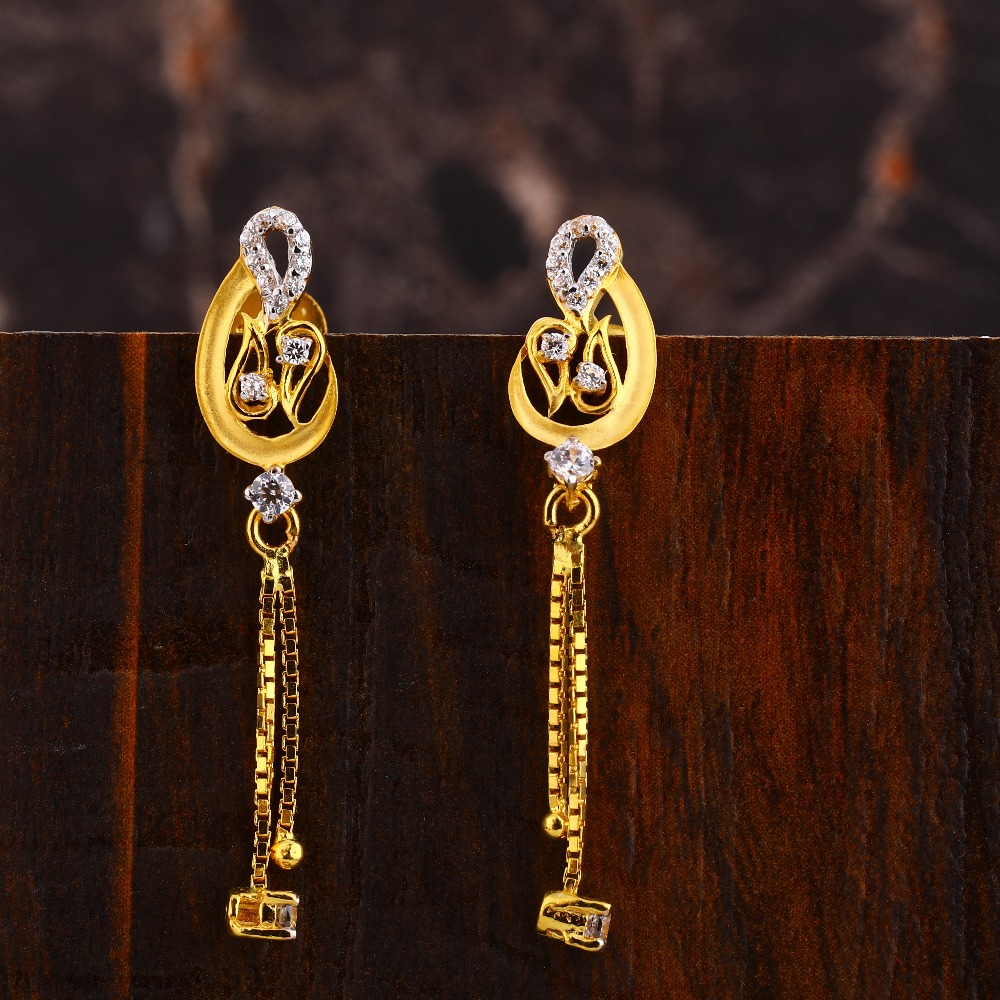 22KT Gold CZ Designer Women's Hallmark  Earring LFE564