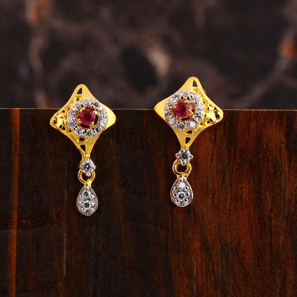 22KT Gold CZ Classic Women's Hallmark  Earring LFE563