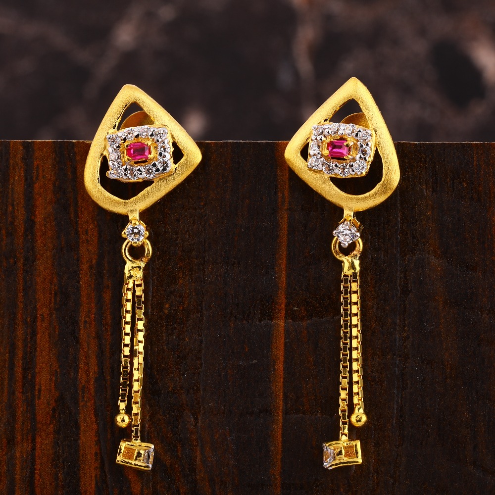 916 Gold CZ Women's Designer Hallmark Earring LFE548