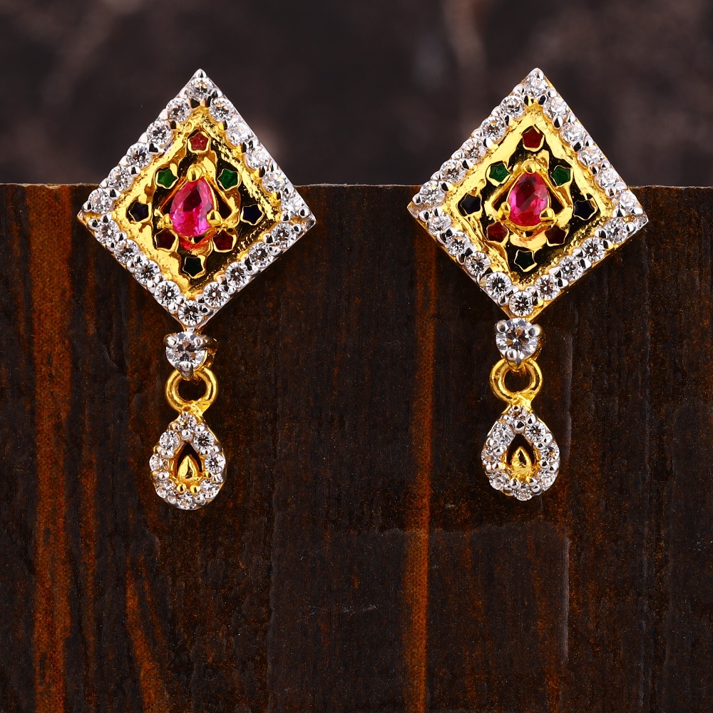 916 Gold CZ Women's Classic Hallmark Earring LFE547