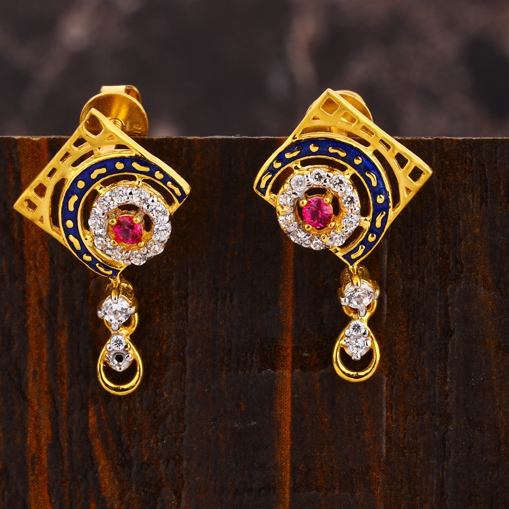 916 Gold CZ  fancy Ladies  Earring LFE543
