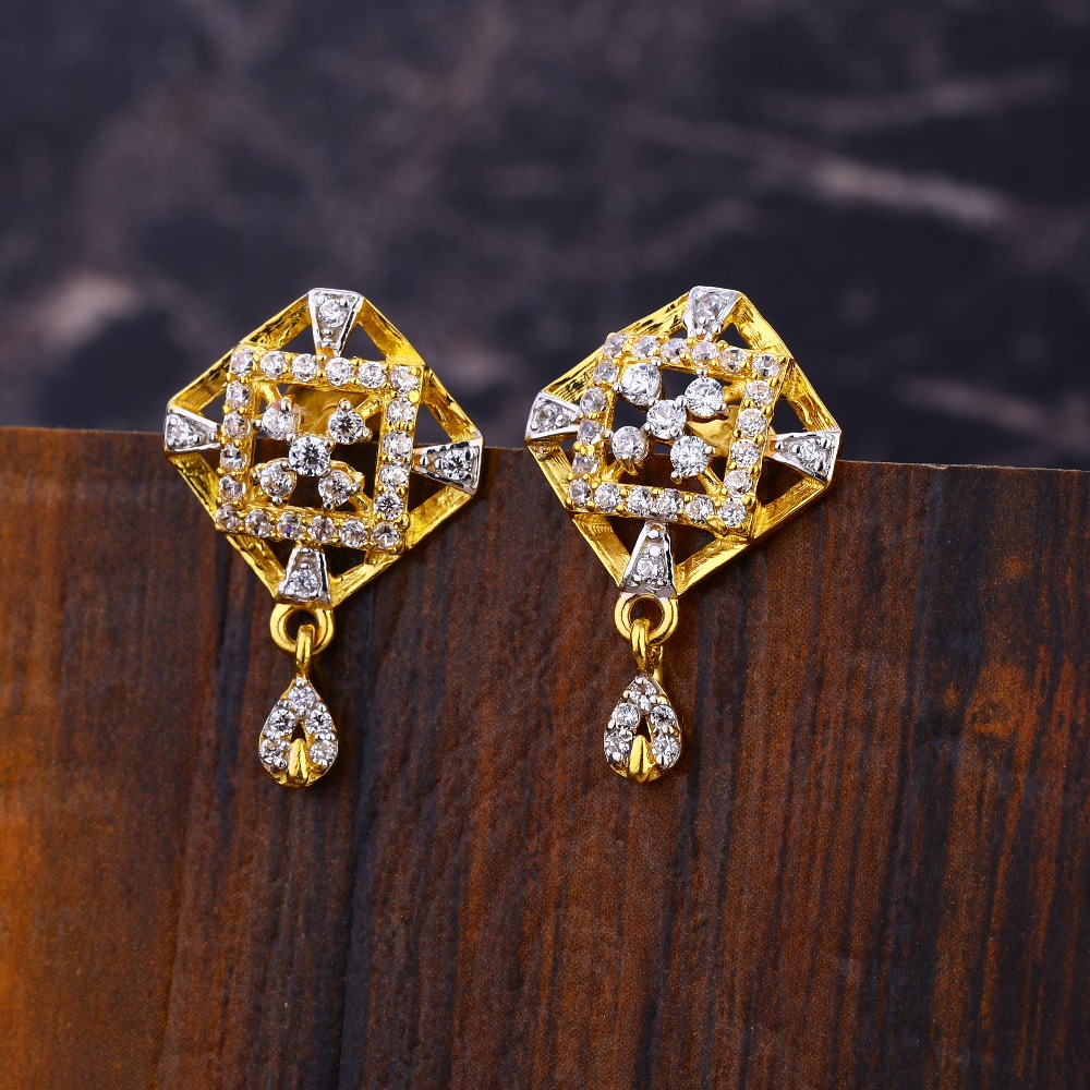 22CT CZ Women's Stylish Hallmark Gold Earring LFE629