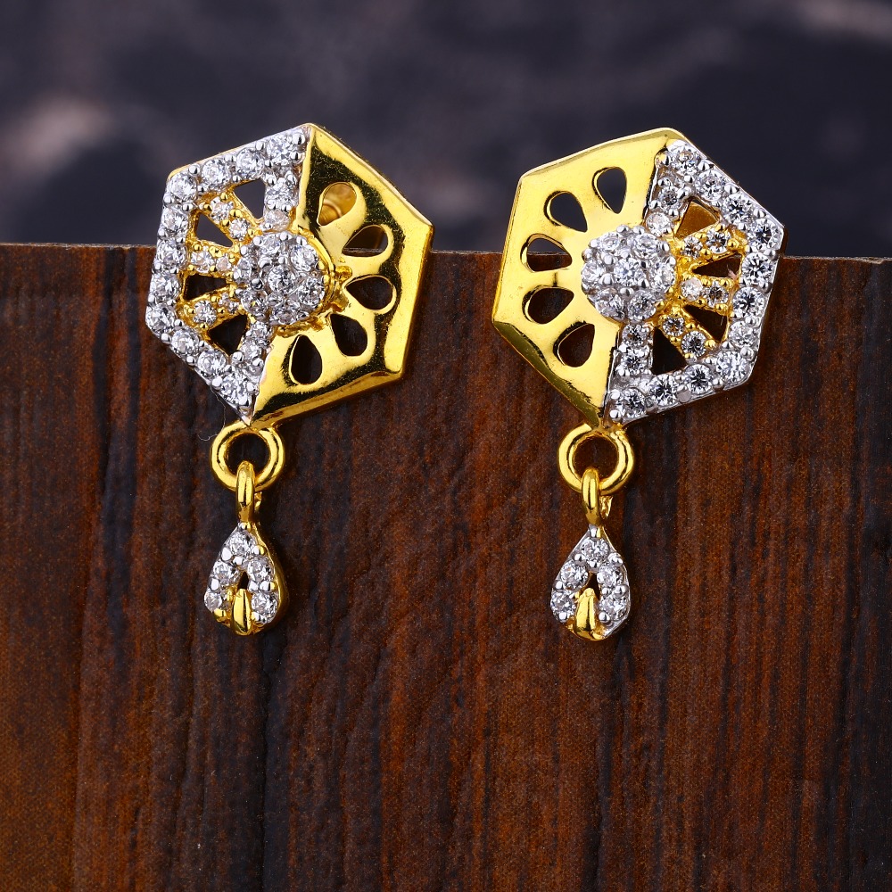 22CT CZ Women's Gorgeous Hallmark Gold Earring LFE628