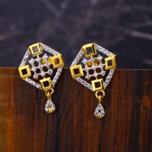 22CT CZ Women's Fancy Hallmark Gold Earring LFE627