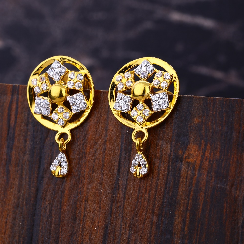 22CT CZ Women's Exclusive Hallmark Gold Earring LFE626
